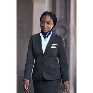 NWT American Airlines Flight Attendant Uniform Blazer Charcoal Wool Mix Size 6R
